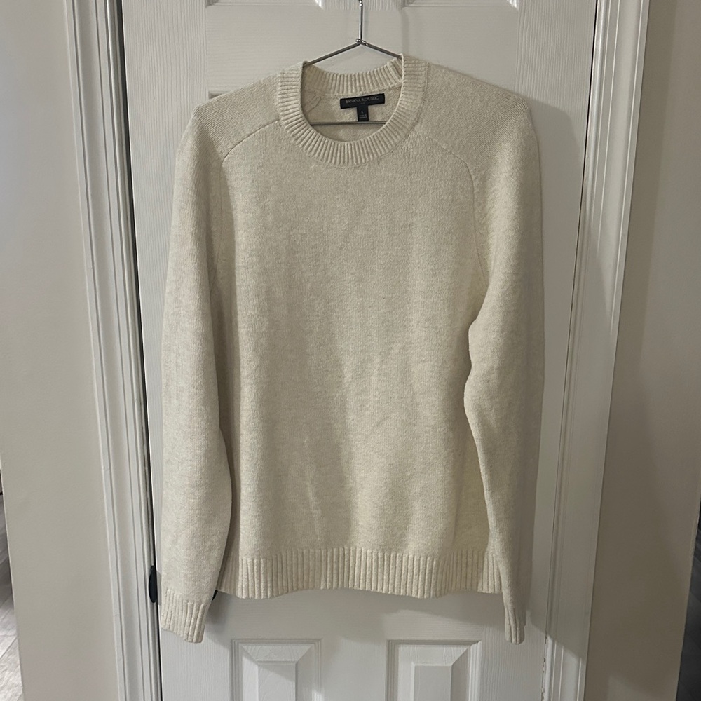 Banana Republic Men's Off-White Crewneck Sweater